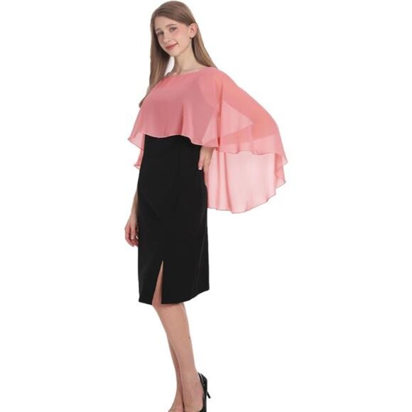 Women's Capelet Shawls and Wraps Coral - Picture 6 of 6